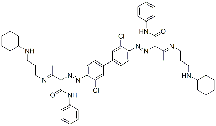 2,2'-[(3,3'-dichloro[1,1'-biphenyl]-4,4'-diyl)bis(azo)]bis[3-[[3-(cyclohexylamino)propyl]imino]-N-phenylbutyramide] Struktur