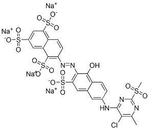 6-[[6-[[5-chloro-6-methyl-2-(methylsulphonyl)-4-pyrimidinyl]amino]-1-hydroxy-3-sulpho-2-naphthyl]azo]naphthalene-1,3,5-trisulphonic acid, sodium salt Struktur