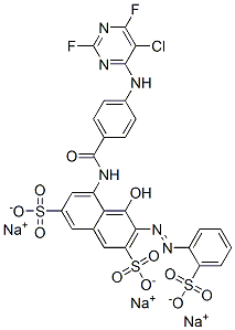 5-[[4-[(5-chloro-2,6-difluoropyrimidin-4-yl)amino]benzoyl]amino]-4-hydroxy-3-[(2-sulphophenyl)azo]naphthalene-2,7-disulphonic acid, sodium salt Struktur