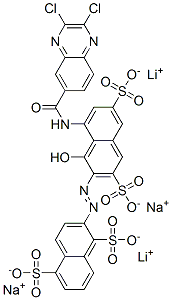 2-[[8-[[(2,3-dichloroquinoxalin-6-yl)carbonyl]amino]-1-hydroxy-3,6-disulpho-2-naphthyl]azo]naphthalene-1,5-disulphonic acid, lithium sodium salt Struktur