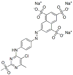 7-[[4-[[5-chloro-6-methyl-2-(methylsulphonyl)-4-pyrimidinyl]amino]phenyl]azo]naphthalene-1,3,5-trisulphonic acid, sodium salt Struktur