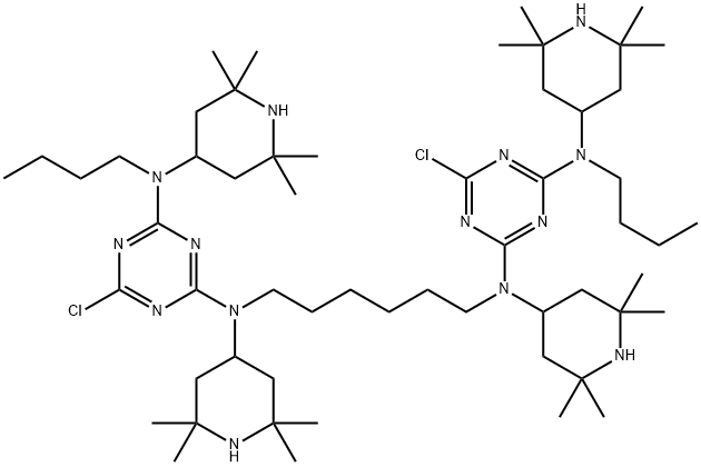 1,3,5-Triazine-2,4-diamine, N2,N2'-1,6-hexanediylbis[N4-butyl-6-chloro-N2,N4-bis(2,2,6,6-tetramethyl-4-piperidinyl)- Struktur