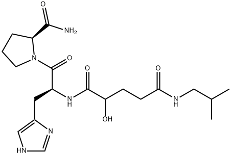 N-(2-hydroxy-4-(isobutylcarbamoyl)butyryl)histidylprolinamide Struktur