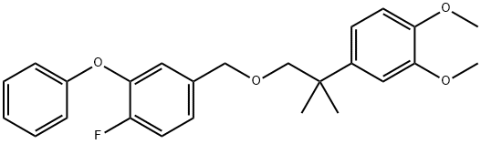 1-Fluoro-4-((2-(3,4-dimethoxyphenyl)-2-methylpropoxy)methyl)-2-phenoxy benzene Struktur