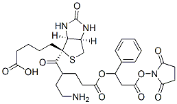 3-(4-biotinoyl-6-aminocaproyloxy)phenylpropionic acid N-hydroxysuccinimide ester Struktur