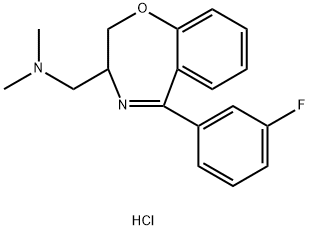 1-[6-(3-fluorophenyl)-2-oxa-5-azabicyclo[5.4.0]undeca-5,7,9,11-tetraen -4-yl]-N,N-dimethyl-methanamine trihydrochloride Struktur