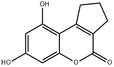 Cyclopenta[c][1]benzopyran-4(1H)-one, 2,3-dihydro-7,9-dihydroxy- Struktur