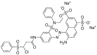 6-amino-5-[[4-[[3-chloro-1-oxo-3-(phenylsulphonyl)propyl]amino]-2-[(ethylphenylamino)sulphonyl]phenyl]azo]naphthalene-1,3-disulphonic acid, sodium salt Struktur