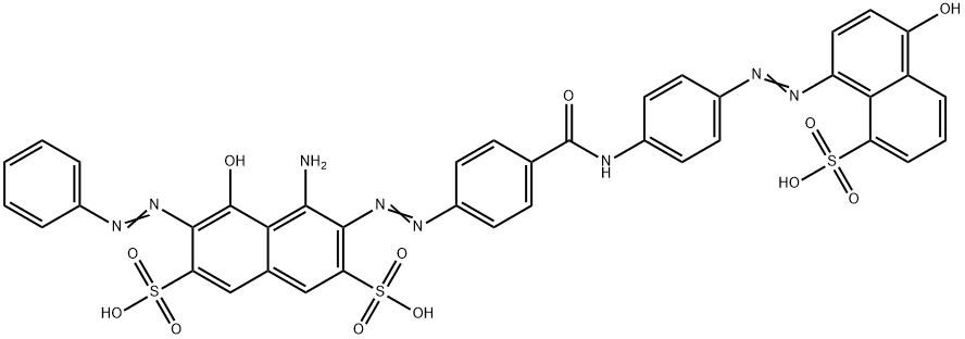 4-amino-5-hydroxy-3-[[4-[[[4-[(4-hydroxy-8-sulpho-1-naphthyl)azo]phenyl]amino]carbonyl]phenyl]azo]-6-(phenylazo)naphthalene-2,7-disulphonic acid Struktur