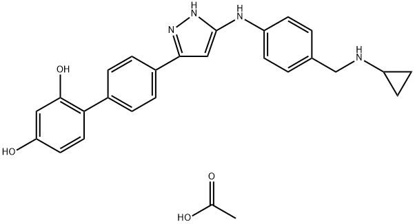 4'-[5-[[3-[(Cyclopropylamino)methyl]phenyl]amino]-1H-pyrazol-3-yl]-[1,1'-biphenyl]-2,4-dioldihydrochloride Struktur