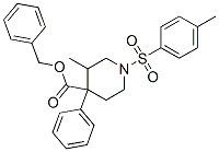 benzyl 3-methyl-4-phenyl-1-(p-tolylsulphonyl)piperidine-4-carboxylate  Struktur