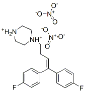 1-[4,4-bis(4-fluorophenyl)but-3-enyl]piperazinediylium dinitrate Struktur