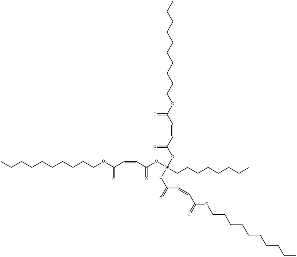 decyl (all-Z)-6-[[4-(decyloxy)-1,4-dioxobut-2-enyl]oxy]-6-octyl-4,8,11-trioxo-5,7,12-trioxa-6-stannadocosa-2,9-dienoate Struktur