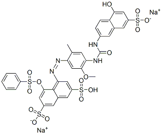 disodium hydrogen 4-[[4-[[[(5-hydroxy-7-sulphonato-2-naphthyl)amino]carbonyl]amino]-5-methoxy-o-tolyl]azo]-5-[(phenylsulphonyl)oxy]naphthalene-2,7-disulphonate Struktur