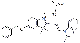 2-[2-(2,3-dihydro-2-methyl-1H-indol-1-yl)vinyl]-1,3,3-trimethyl-5-(phenylmethoxy)-3H-indolium acetate Struktur