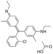 4-[(2-chlorophenyl)[4-(ethylimino)-3-methyl-2,5-cyclohexadien-1-ylidene]methyl]-N-ethyl-o-toluidine monoacetate Struktur