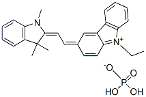 3-[(1,3-dihydro-1,3,3-trimethyl-2H-indol-2-ylidene)ethylidene]-9-ethyl-3H-carbazolium dihydrogen phosphate Struktur