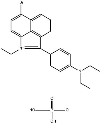 6-bromo-2-[4-(diethylamino)phenyl]-1-ethylbenz[cd]indolium dihydrogen phosphate Struktur