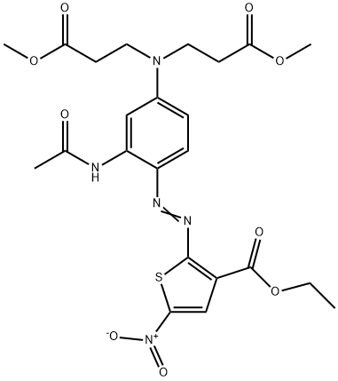 ethyl 2-[[2-(acetylamino)-4-[bis(3-methoxy-3-oxopropyl)amino]phenyl]azo]-5-nitro-3-thenoate Struktur