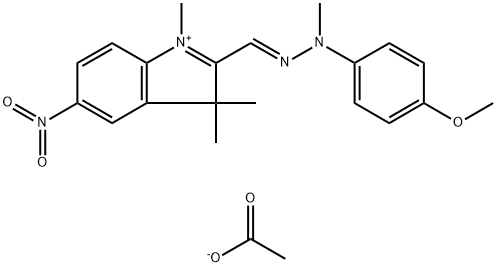 2-[[(4-methoxyphenyl)methylhydrazono]methyl]-1,3,3-trimethyl-5-nitro-3H-indolium acetate Struktur