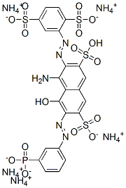 pentaammonium hydrogen 4-amino-3-[(2,5-disulphonatophenyl)azo]-5-hydroxy-6-[(3-phosphonatophenyl)azo]naphthalene-2,7-disulphonate Struktur