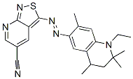 3-[(1-ethyl-1,2,3,4-tetrahydro-2,2,4,7-tetramethyl-6-quinolyl)azo]isothiazolo[3,4-b]pyridine-5-carbonitrile Struktur