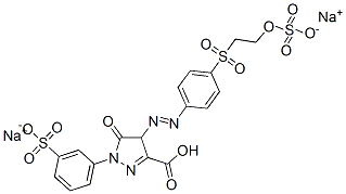 disodium hydrogen 4,5-dihydro-5-oxo-4-[[4-[[2-(sulphonatooxy)ethyl]sulphonyl]phenyl]azo]-1-(3-sulphonatophenyl)-1H-pyrazole-3-carboxylate Struktur