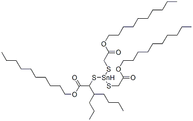 decyl 4-[[2-(decyloxy)-2-oxoethyl]thio]-4-octyl-7-oxo-8-oxa-3,5-dithia-4-stannaoctadecanoate Struktur