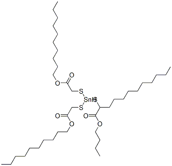 decyl 4-butyl-4-[[2-(decyloxy)-2-oxoethyl]thio]-7-oxo-8-oxa-3,5-dithia-4-stannaoctadecanoate Struktur