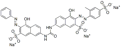 trisodium 4-hydroxy-7-[[[[5-hydroxy-6-[(2-methyl-4-sulphonatophenyl)azo]-7-sulphonato-2-naphthyl]amino]carbonyl]amino]-3-(phenylazo)naphthalene-2-sulphonate  Struktur