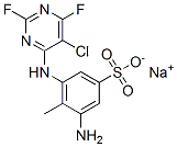 sodium 2-amino-6-[(5-chloro-2,6-difluoro-4-pyrimidinyl)amino]toluene-4-sulphonate Struktur