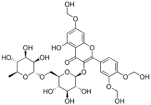 2-[3,4-bis(hydroxymethoxy)phenyl]-3-[[6-O-(6-deoxy-alpha-L-mannopyranosyl)-beta-D-glucopyranosyl]oxy]-5-hydroxy-7-(hydroxymethoxy)-4H-1-benzopyran-4-one  Struktur