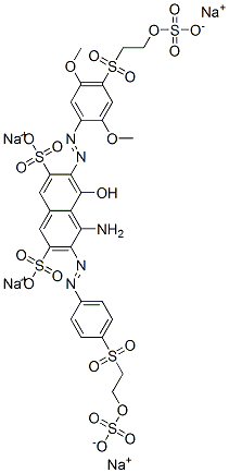 tetrasodium 4-amino-6-[[2,5-dimethoxy-4-[[2-(sulphonatooxy)ethyl]sulphonyl]phenyl]azo]-5-hydroxy-3-[[4-[[2-(sulphonatooxy)ethyl]sulphonyl]phenyl]azo]naphthalene-2,7-disulphonate Struktur