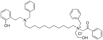 benzyl[11-[benzyl(2-hydroxyphenethyl)amino]undecyl](2-hydroxyethyl)phenacylammonium chloride Struktur