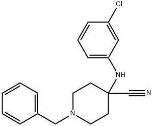 1-benzyl-4-[(3-chlorophenyl)amino]piperidine-4-carbonitrile Struktur