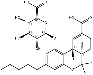 (6aR,10aR)-9-Carboxy-6a,7,8,10a-tetrahydro-6,6-dimethyl-3-pentyl-6H-dibenzo[b,d]pyran-1-yl-D-Glucopyranosiduronic Acid Struktur