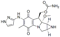 (1aS,8S,8aR,8bS)-8-[[(Aminocarbonyl)oxy]methyl]-1,1a,2,8,8a,8b-hexahydro-8a-methoxy-5-methyl-6-(1H-pyrazole-3-ylamino)azirino[2',3':3,4]pyrrolo[1,2-a]indole-4,7-dione Struktur