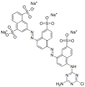 tetrasodium 3-[[4-[[4-[(4-amino-6-chloro-1,3,5-triazin-2-yl)amino]-7-sulphonato-1-naphthyl]azo]-7-sulphonato-1-naphthyl]azo]naphthalene-1,5-disulphonate Struktur