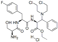 ethyl 3-[bis(2-chloroethyl)amino]-N-(4-fluoro-N-L-seryl-3-phenyl-L-alanyl)-3-phenyl-L-alaninate monohydrochloride Struktur