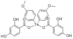 Bis(p-methoxyphenyl)di-beta-resorcylatotellurium Struktur