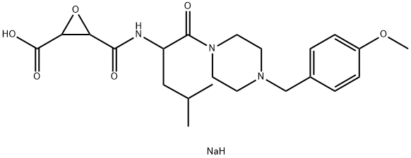 sodium 3-[[1-[4-[(4-methoxyphenyl)methyl]piperazin-1-yl]-4-methyl-1-ox o-pentan-2-yl]carbamoyl]oxirane-2-carboxylate Struktur