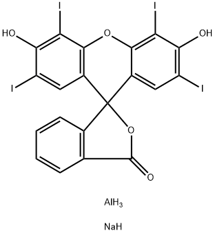 2-(3,6-dihydroxy-2,4,5,7-tetraiodoxanthen-9-yl)benzoic acid, aluminium sodium salt Struktur