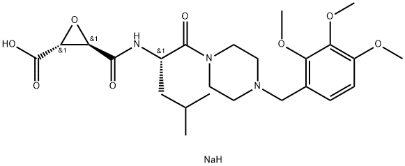 Oxiranecarboxylic acid, 3-(((3-methyl-1-((4-((2,3,4-trimethoxyphenyl)m ethyl)-1-piperazinyl)carbonyl)butyl)amino)carbonyl)-, monosodium salt,  (2R-(2-alpha,3-beta(S*)))- Struktur