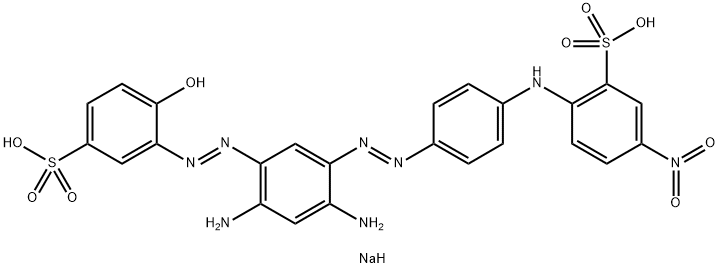 disodium 2-[[4-[[2,4-diamino-5-[(2-hydroxy-5-sulphonatophenyl)azo]phenyl]azo]phenyl]amino]-5-nitrobenzenesulphonate Struktur