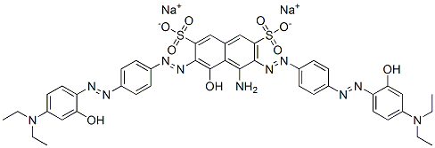 disodium 4-amino-3,6-bis[[4-[[4-(diethylamino)-2-hydroxyphenyl]azo]phenyl]azo]-5-hydroxynaphthalene-2,7-disulphonate Struktur