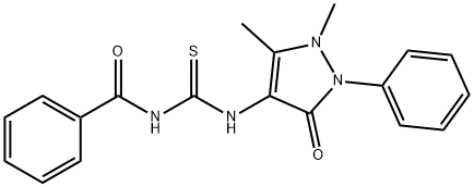 N-benzoyl-N'-(1,5-dimethyl-3-oxo-2-phenyl-2,3-dihydro-1H-pyrazol-4-yl)thiourea Struktur