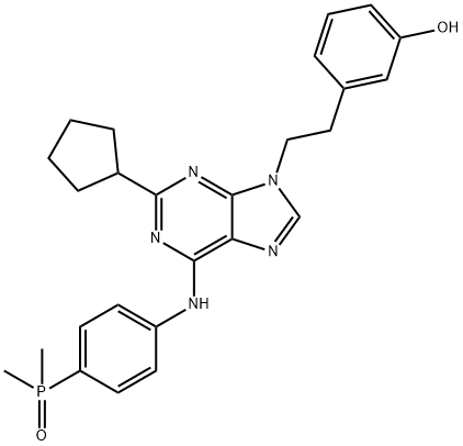 3-[2-[2-cyclopentyl-6-(4-diMethylphosphorylanilino)purin-9-yl]ethyl]phenol Struktur