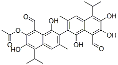 1,1',6,6',7,7'-hexahydroxy-5,5'-diisopropyl-3,3'-dimethyl[2,2'-binaphthalene]-8,8'-dicarbaldehyde monoacetate Struktur