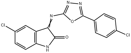 5-Chloro-3-(5-(p-chlorophenyl)-1,3,4-oxadiazol-2-ylimino)-2-indolinone Struktur