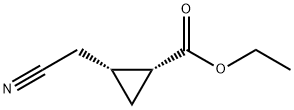 Cyclopropanecarboxylic acid, 2-(cyanomethyl)-, ethyl ester, cis- (9CI) Struktur